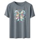 thumbnail image 4 of Haivin Easter Shirts for Women Happy Easter Bunny Printed Short Sleeve Tee Funny Blowing Bubbles Rabbit Casual Top, 4 of 6