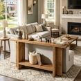 thumbnail image 4 of Fnova 59" Farmhouse Console Table, 2-Tier Narrow Entryway Table with T-Shaped Legs, Long Sofa Table for Living Room, Hallway, Foyer, 4 of 17