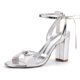 thumbnail image 1 of Sandalias Mofri ShowHow para mujer, pajarita de seda, tacones plateados 6, 1 of 6