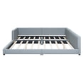 thumbnail image 4 of Queen Size & Twin XL Size Upholstered Platform Bed, Grounded Bed Mother & Child Bed with Three-side Upholstered Rail, PU Leather Floor Platform Bed Frame with Slats, No Box Spring Needed, Gray, 4 of 8