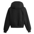 thumbnail image 3 of OGLCCG Men's Cropped Full Zip Hoodie Casual Long Sleeve Hooded Sweatshirt Trendy Solid Color Basic Outerwear with Pockets,M,Black, 3 of 3