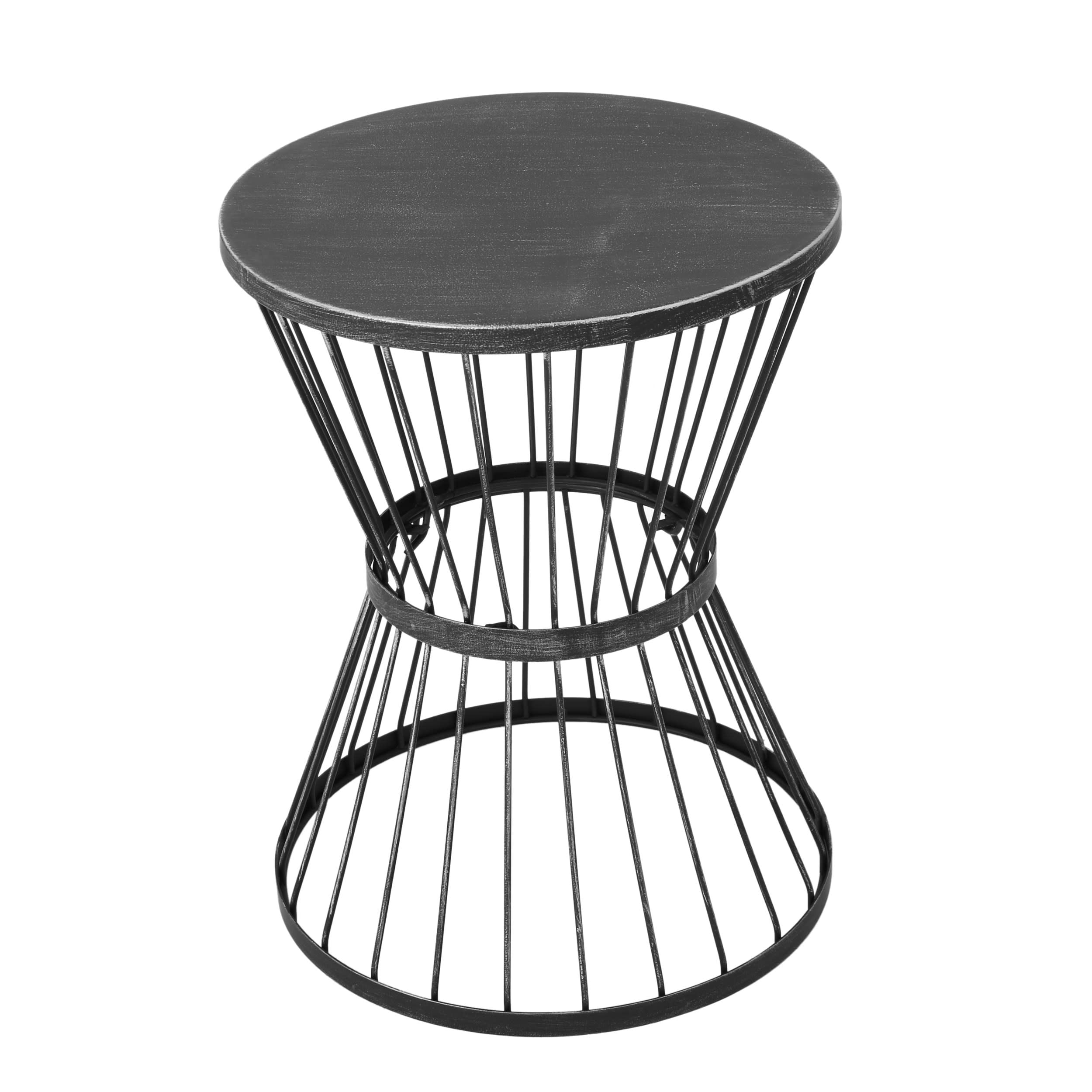 GDF Studio Fern Outdoor Metal 16 Inch Side Table, Matte Black