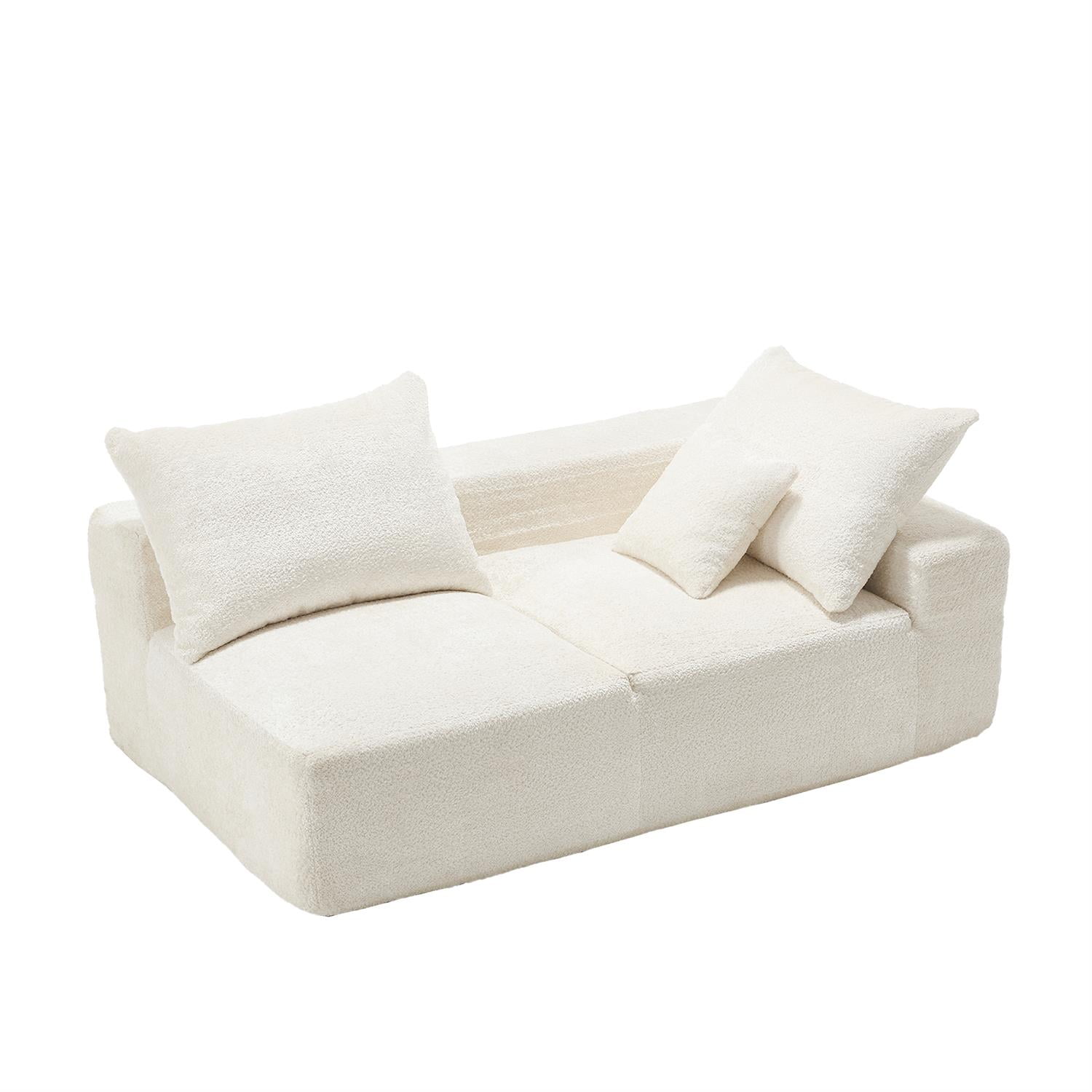 Demi Bonn 67" Premium Fabric Sofa, Cozy 2-Person Couch for Living Room and Office, Comfort Style Lazy Leisure Seat, White