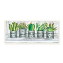 Stupell Industries Succulent and Cactus Jars with Plant Life Puns Paintings Unframed Art Print Wall Art, 7x17, by Cindy Jacobs