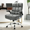 thumbnail image 4 of Gymax High Back Big & Tall Office Chair Adjustable Swivel w/Flip-up Arm Grey, 4 of 10