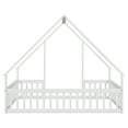 thumbnail image 5 of Miniyam Wood Full Size House-Shaped Floor Bed with Guardrails for Kids, White, 5 of 7
