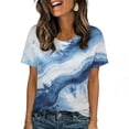 thumbnail image 3 of Lumosvexa Summer Womens Graphic T-Shirt for Women Casual Short Sleeved Shirt Tops Crew Neck Tie Dyeing T Shirt Blue Size 2XL, 3 of 10