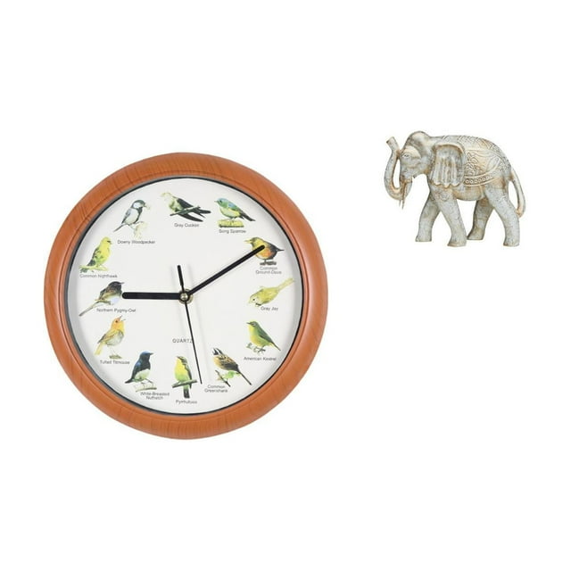 Escultura De Reloj De Pájaro Melódico, Estatua Rústica De Animal, Figura Decorativa Para Colgar En La Pared, Tallado De Elefante De Madera Para Cocina, Decoración Del Hogar, Recuerdos.