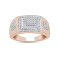 thumbnail image 2 of AFFY 14K Rose Gold Plated 925 Sterling Silver Round Cut Natural Diamond Square Frame Engagement Ring For Men's (0.5 Cttw, I2-I3 Clarity), Ring Size-9, 2 of 5