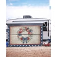 thumbnail image 5 of 4th of July RV Awning Sun Shade Screen 9'X15.3' Patriotic Star Poppy Wreath Mesh Sunscreen Retro Flower Awning Shade Screen with Zipper UV Blocker Completed Kits for RV Motorhome Camper Trailer, 5 of 7
