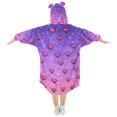 thumbnail image 2 of FORMRS Wearable Blanket Hoodie with Sleeves for Kids Cozy Flannel Sweatshirt, Pixel Love, 2 of 7