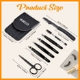thumbnail image 7 of MORGLES 7PCS Tweezers Set, Stainless Steel Eyebrow Tweezers with Curved Scissors, Razor & Brush for Ingrown & Facial Hair, Travel Case, Black, 7 of 7