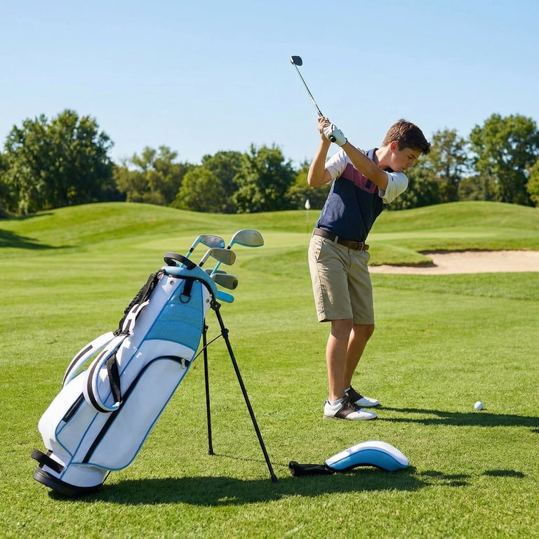 Naipo 6 Piece Junior Golf Club Set with Stand Bag, Light Blue photo 6