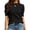 Black, variant on Women's Short Sleeve Bubble Sweater Round Neck Pullover Top Ribbed Knit Sweater Shirt