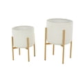 thumbnail image 6 of DecMode 21", 17"H Dome White Metal Planter with Gold Stand (2 Count), 6 of 9