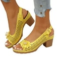 thumbnail image 6 of Sandalias De Mujer Flat Scandals Womens Low Wedge Sandals 10 Wedge Strap Beach Shoes for Women Sandals Women 11 Comfy Casual Shoe Open Toe Hollow Flower Heel Slippers Yellow 8.5, 6 of 6
