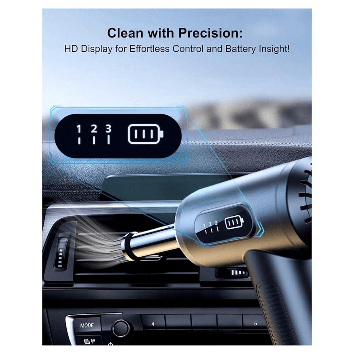 Compressed Air Blower with HD Display, Rechargeable and Portable Cleaning Kit For Computer, Laptop, Home and Office
