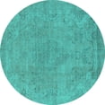 thumbnail image 1 of Ahgly Company Machine Washable Indoor Round Oriental Turquoise Blue Industrial Area Rugs, 3' Round, 1 of 4