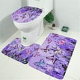 thumbnail image 2 of Purple Lavender Butterfly Scene Bathroom Rugs Sets 3 Piece,Toilet Cover Set,Absorbent Non Slip Bathroom Mats Sets with U-Shaped Contour Rug Toilet Rug Set, 2 of 5