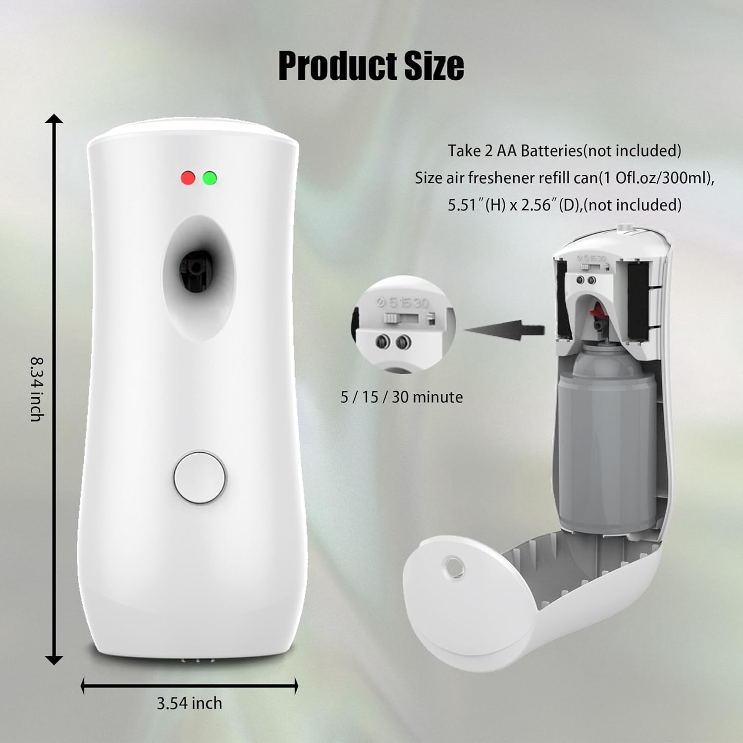 Oenbopo Automatic Air Freshener Spray Dispenser Wall Mount for Bedrooms Bathrooms Home Office(White)