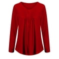 thumbnail image 1 of DYMADE Women's Solid Henley V-Neck Blouse Pleated Button Tunic Shirt Top, 1 of 2