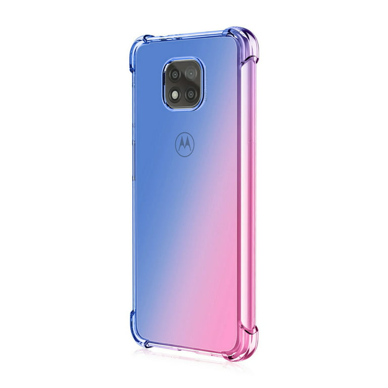 Phone Case for Motorola Moto G-Power 2021 ( 6.6) / Shock Proof  Slim-Flexible Gel Cover (2tone TPU Blue-Pink) 