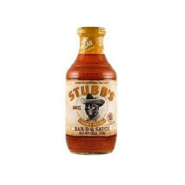 Stubb's - Sauce BBQ à saveur de pacane et de miel sans gluten de Stubb's Sauce BBQ à saveur de pacane et de miel sans gluten de Stubb's. Une sauce sans agent de conservation ni arôme artificiel pour un authentique barbecue du Texas.