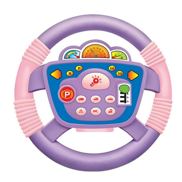 Volante de simulación con sonido para niños, juguete eléctrico Rosado morado