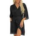 thumbnail image 2 of OLRIKES Women's Satin Robes Soft Short Kimono Bride Robe Sexy Silk, 2 of 5