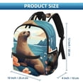 thumbnail image 2 of Sea Lion Airport Backpack Preppy Cute Mini Shoulder School Backpack Lightweight with Adjustable Shoulder Strap Large Capacity Printed Design, 2 of 6