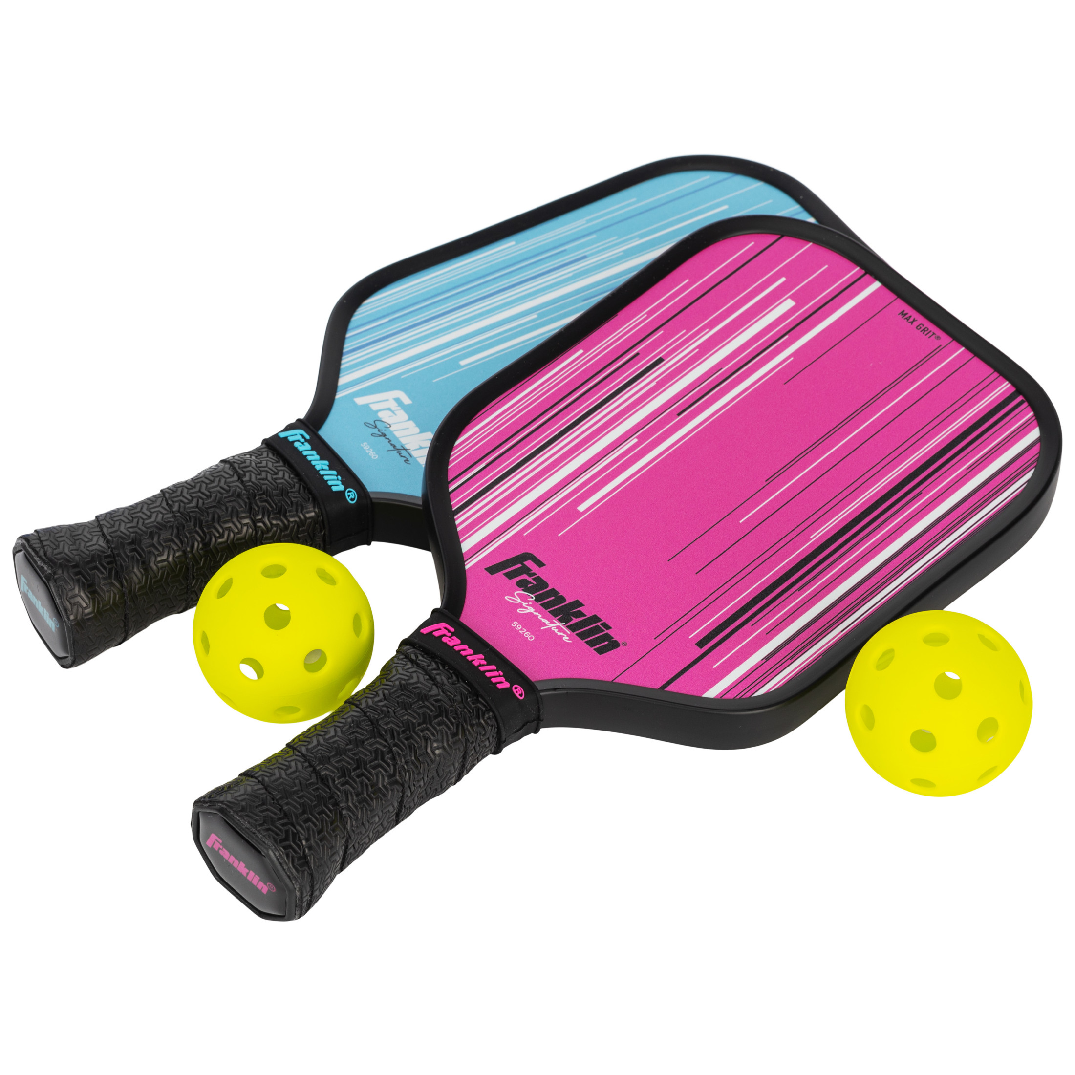 Franklin Sports Mini Pickleball Game Set - Tabletop Pickleball Paddle + Ball Indoor Game for Adults + Kids - Includes (2) 9" Inch Paddles + (2) 1.65" Inch Mini Pickleballs - Blue + Pink