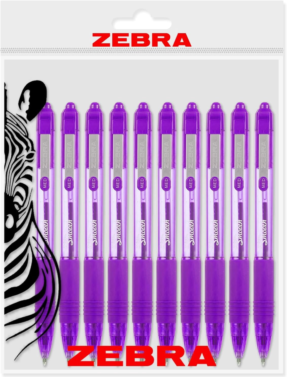 Zebra Z-Grip Kugelschreiber 12er Pack – 1,0 Mm Mine, Violette Farbe, Mit Komfort-Griff & Transparentem Gehäuse