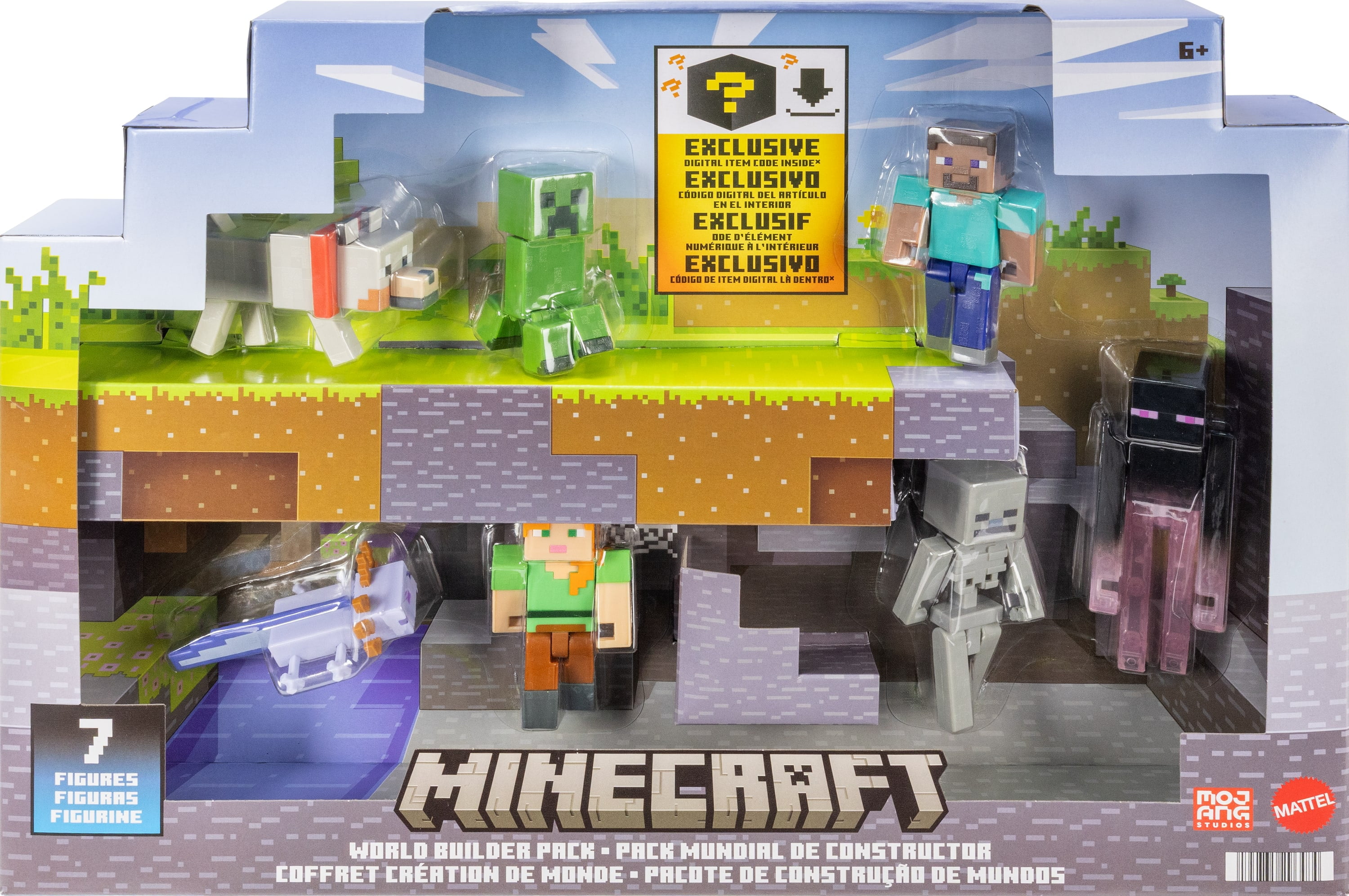 Minecraft World Builders Pack with 7 Action Figures in 3.25-inch Scale, Starter Collection