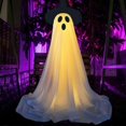 thumbnail image 4 of 2 Packs Halloween Ghost Decorations Outdoor Light-Up Standing Ghost with Witch Hat Spooky Ghost Figure with Remote, 4 of 5