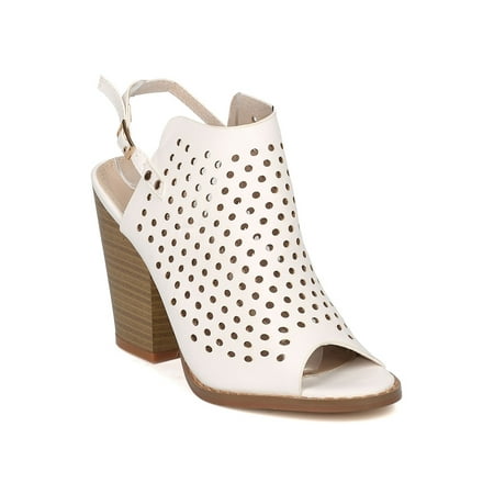 

New Women Nature Breeze Webber-12 PU Perforated Slingback Chunky Heel Mule