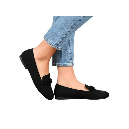 

Ymiytan Women Lightweight Casual Shoe Daily Slip On Walking Comfort Flats Black 4.5