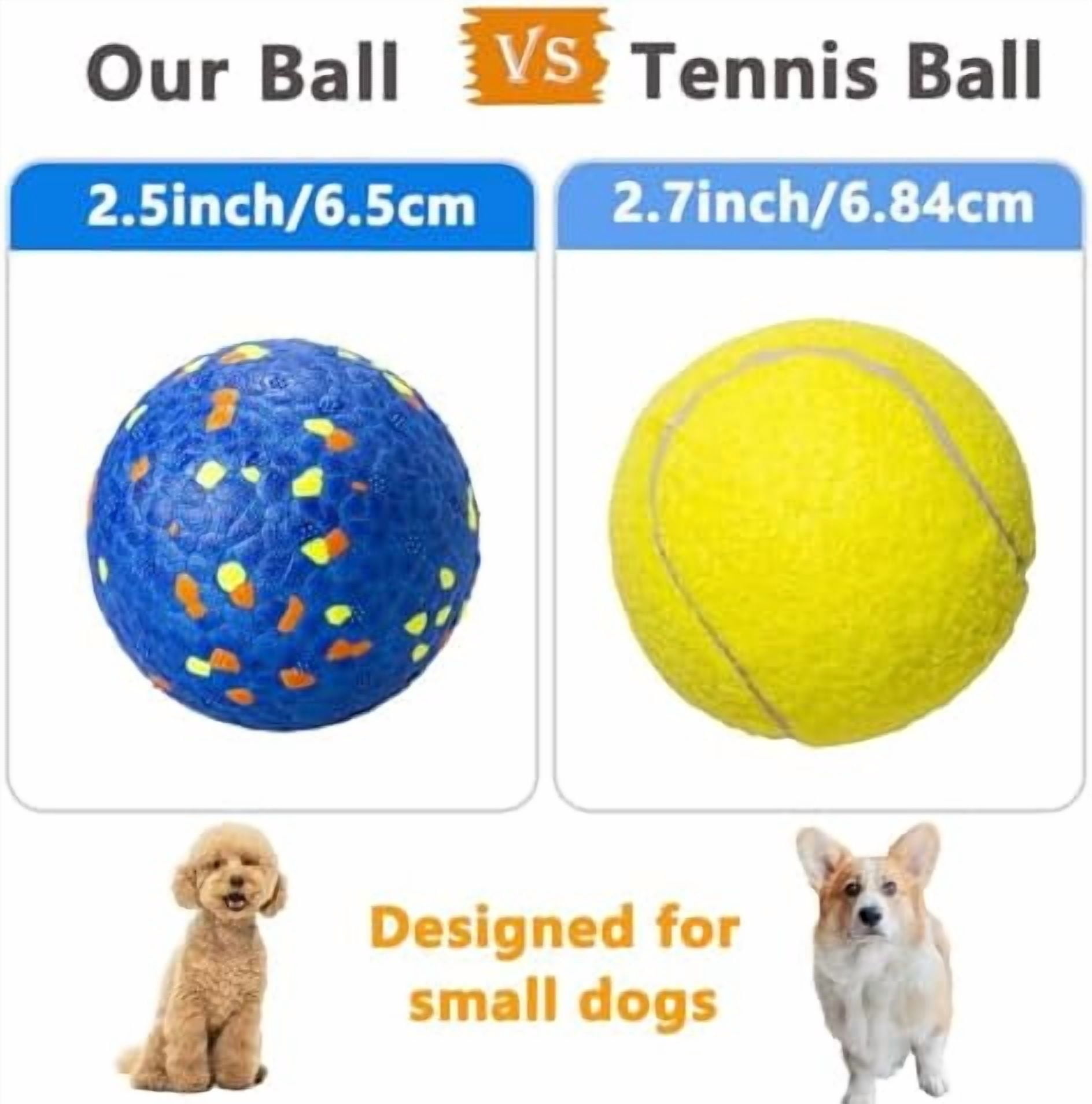 Dog Ball Toys Dog Tennis Ball for Aggressive Chewers Indestructible Bouncy Lightweight Water Toy Fetch Ball for Large Medium and Small Dog Blue & Yellow (2-Pack),Small (2.5" diameter)