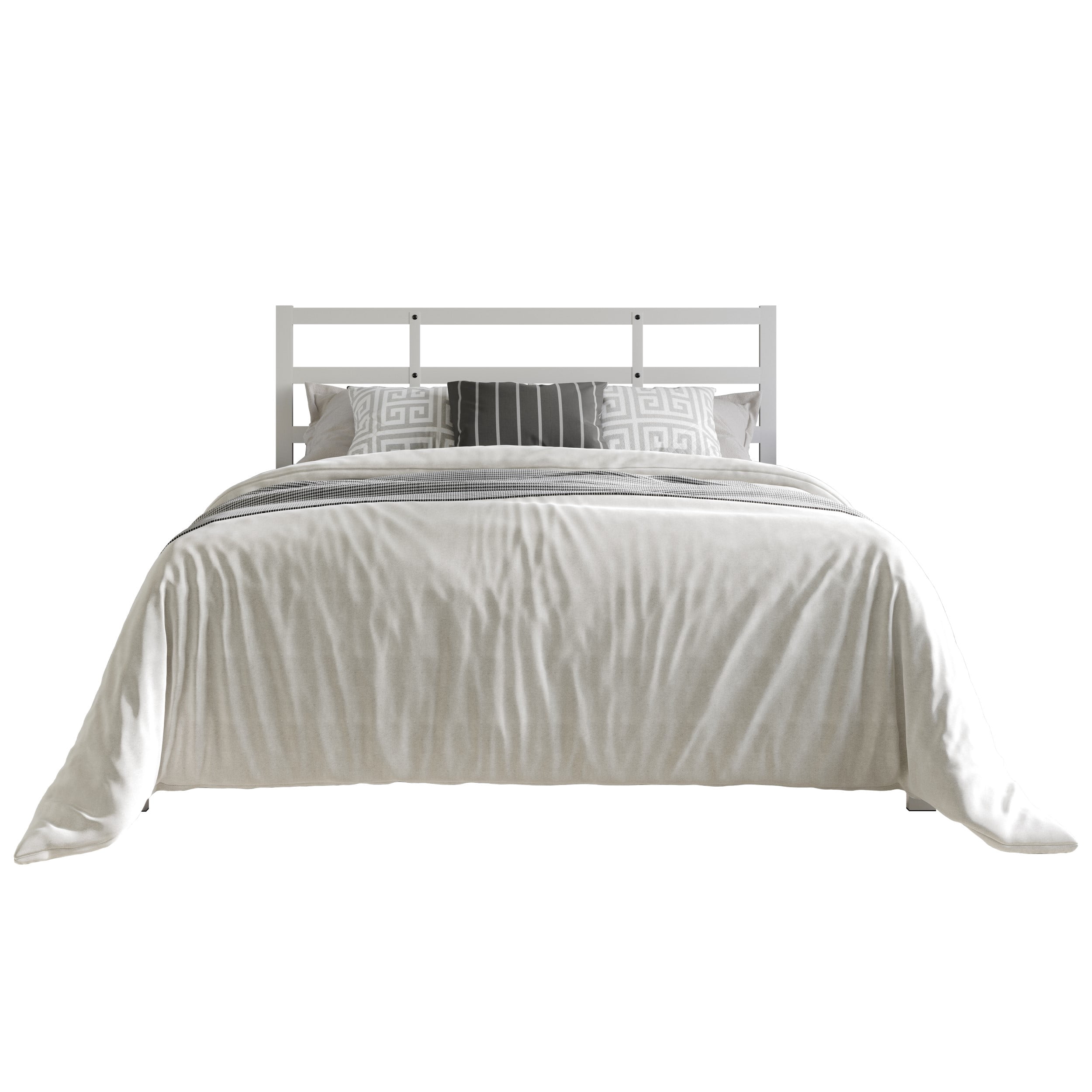 Home Design Sumter Twin Metal Bed Frame with Sturdy Slats and Under-Bed Storage for Adult, White, Easy Assembly