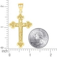 thumbnail image 2 of 10k Yellow Gold Unisex Textured Crucifix Cross Religious Charm Pendant Necklace 58.5x29.50mm Wide Pendant for Women, 2 of 2