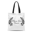 thumbnail image 1 of JSDART Canvas Tote Bag Bless This Nest Reusable Handbag Shoulder Grocery Shopping Bags, 1 of 1