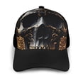 thumbnail image 3 of Naloa Gold Pattern Black Skull Adult adjustable Print Baseball Hat, Patchwork curved brim baseball capfor Men and Women, One Size, 3 of 5