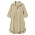 thumbnail image 4 of Womens Swimsuit Cover Up Turn Down Collared Short Sleeve Bathing Suit Coverup Summer Loose Fit Beach Cover Ups, 4 of 6