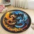 thumbnail image 5 of Brown Cowhide Round Area Rug, faux animal hide circle carpet for living room or office, soft washable non-slip floor mat, rustic ranch style home décor, 5 of 6
