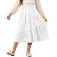 thumbnail image 3 of POIUYTR Girls Summer Midi Skirts Casual Elastic Waist Solid Color Smock Skirt Kids Vacation Flowy Skirts, 3 of 6