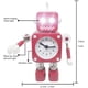 thumbnail image 2 of RV Reloj despertador robot, reloj despertador silencioso de metal inoxidable con ojos de luz intermitente y brazo giratorio, regalo para niños (rojo) oso de fresa Electrónica, 2 of 5