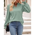 thumbnail image 4 of Alsol Lamesa Blouses for Women Long Sleeve V Neck Tunic Tops Casual Fall Shirts, 4 of 6