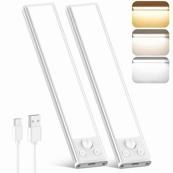 Closet Lights, 4 Pack LED Rechargeable Under Cabinet Lighting Wireless, 3 Color Temps Under Cabinet Lights, Dimmer Motion Sensor Light Indoor for Pantry, Kitchen, Bedroom,  (3 Pcs)