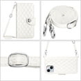 thumbnail image 5 of SaniMore Case for iPhone 15, PU Leather 3D Lattice Stylish for Girls Crossbody Lanyard Flip Kickstand Card Slots Cash Pocket Magnetic Clasp Full Body Protective Shockproof Wallet Shell, White, 5 of 9
