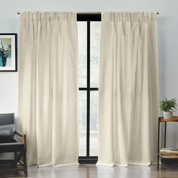 Exclusive Home Loha Light Filtering Pinch Pleat Curtain Panel Pair, 96" Length, Natural