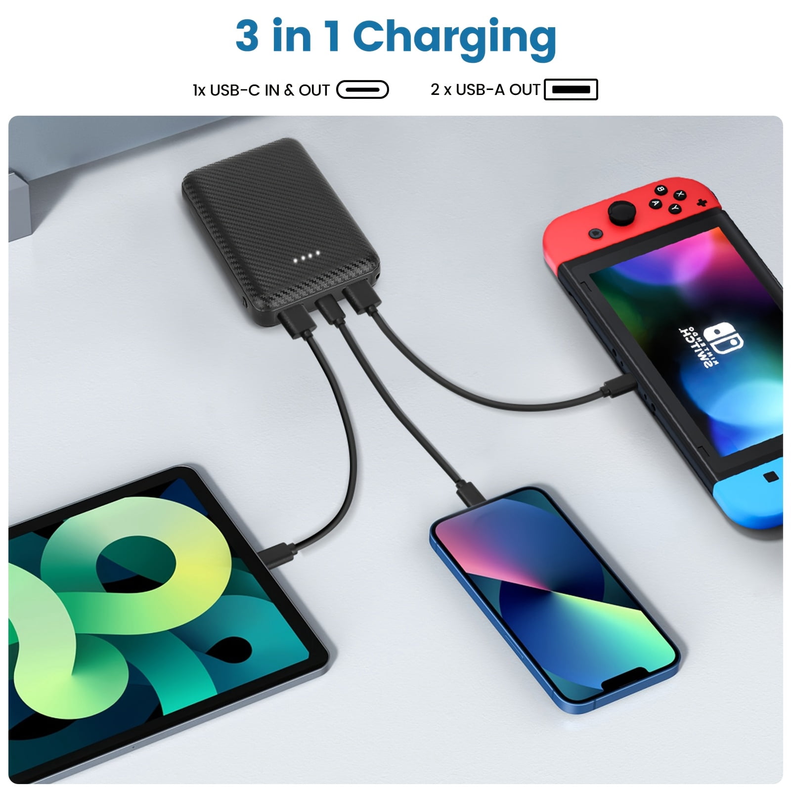 12000Mah Small Portable Phone Charger, 5V/2.4A Heated Vest/Jacket Battery Packs Dual USB Power Bank for Iphone Android Ipad Switch And Tablets